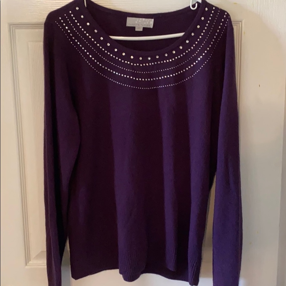 Super Soft Purple Sweater with Crystal Accents